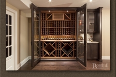 Rosehill-DA-02 Doors Open of Custom Wine Cabinet showcasing Wine Racks SL