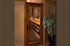 Custom Redwood Wine Cellar Door – With Above Door Glass Pocket SL