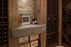 Reclaimed Douglas Fir & Stone Tasting Niche in Wine Cellar SL