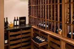 Custom Wine Cellar with Walnut Display Drawers SL