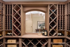 White Oak Custom Wine Cellar with Tasting Niche and Arch SL