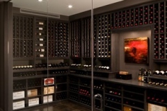 Leather Flooring in Glass Enclosed Custom Wine Cellar SL
