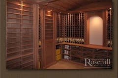 KO-01-Rosehill – Barreled Wood Ceiling and Label Forward Display Wine Racking SL