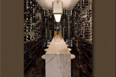 Stone Waterfall Counter within Combination Wine Cellar