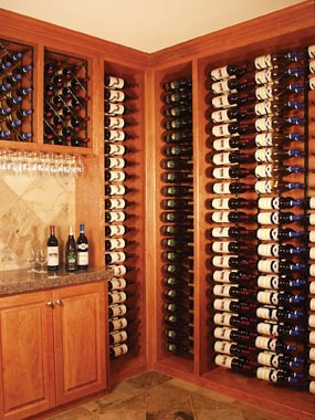 Wine racks for proper wine storage and wet corks-- from Rosehill Wine Cellars.