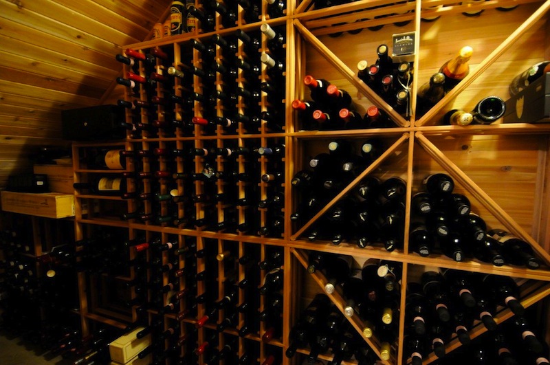 Large format wine bottles can be stored on diamond racks.