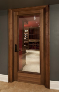 A secure lock is part of wine cellar design.