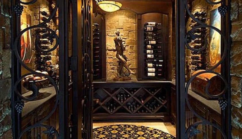 wine cellar door open bottles