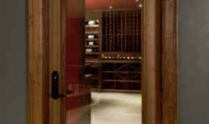 wine cellar glass door lock, locked door to wine cellar