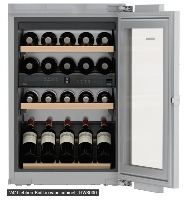 Leibherr wine fridge with UV protected / insulated glass doors, 24 inch