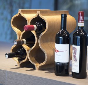 Marea wine rack storing red wine bottles.