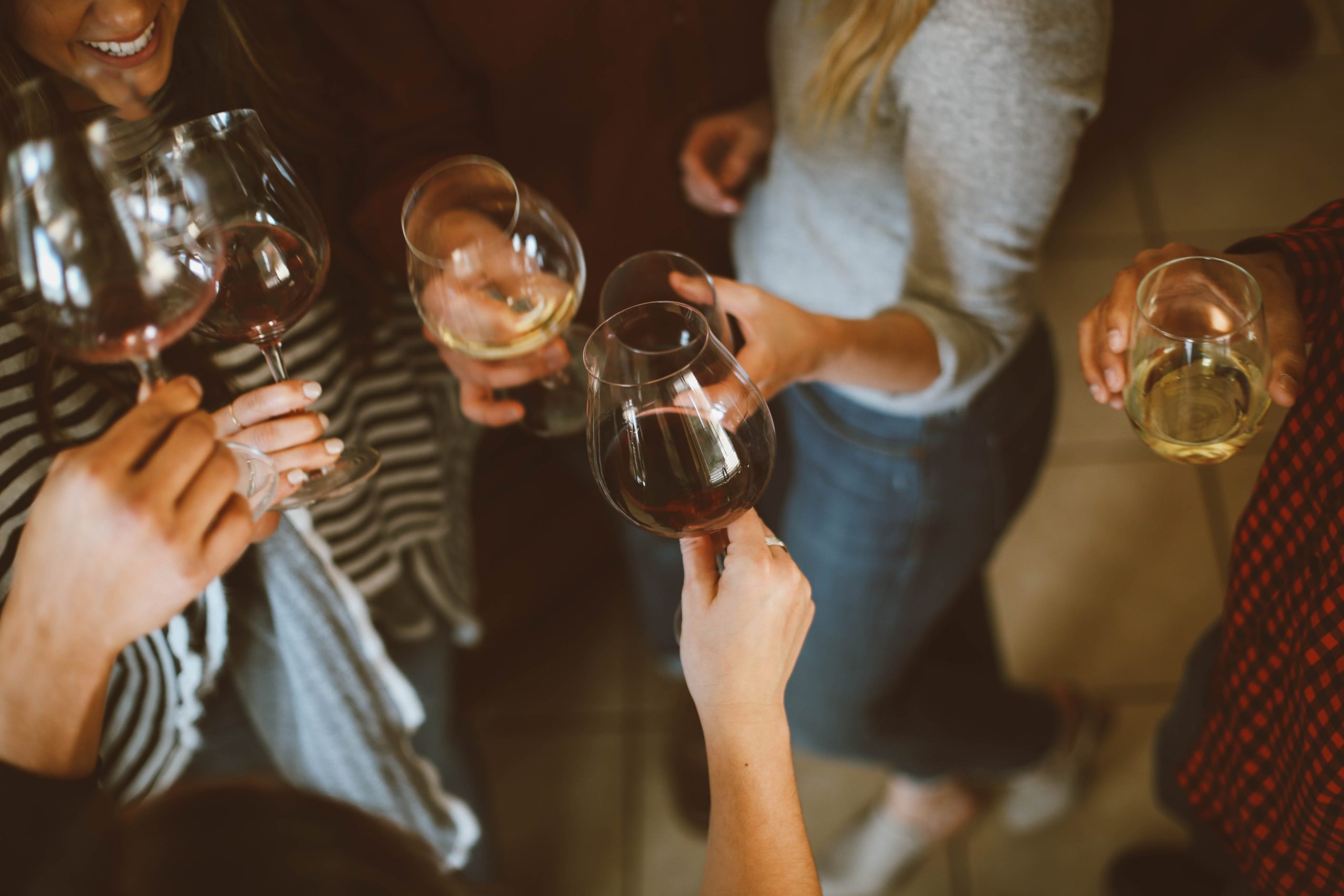 Group of wine lovers enjoying glasses of wine.