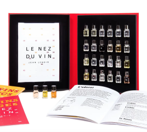 Wine aroma educational kit with a how-to pamphlet.